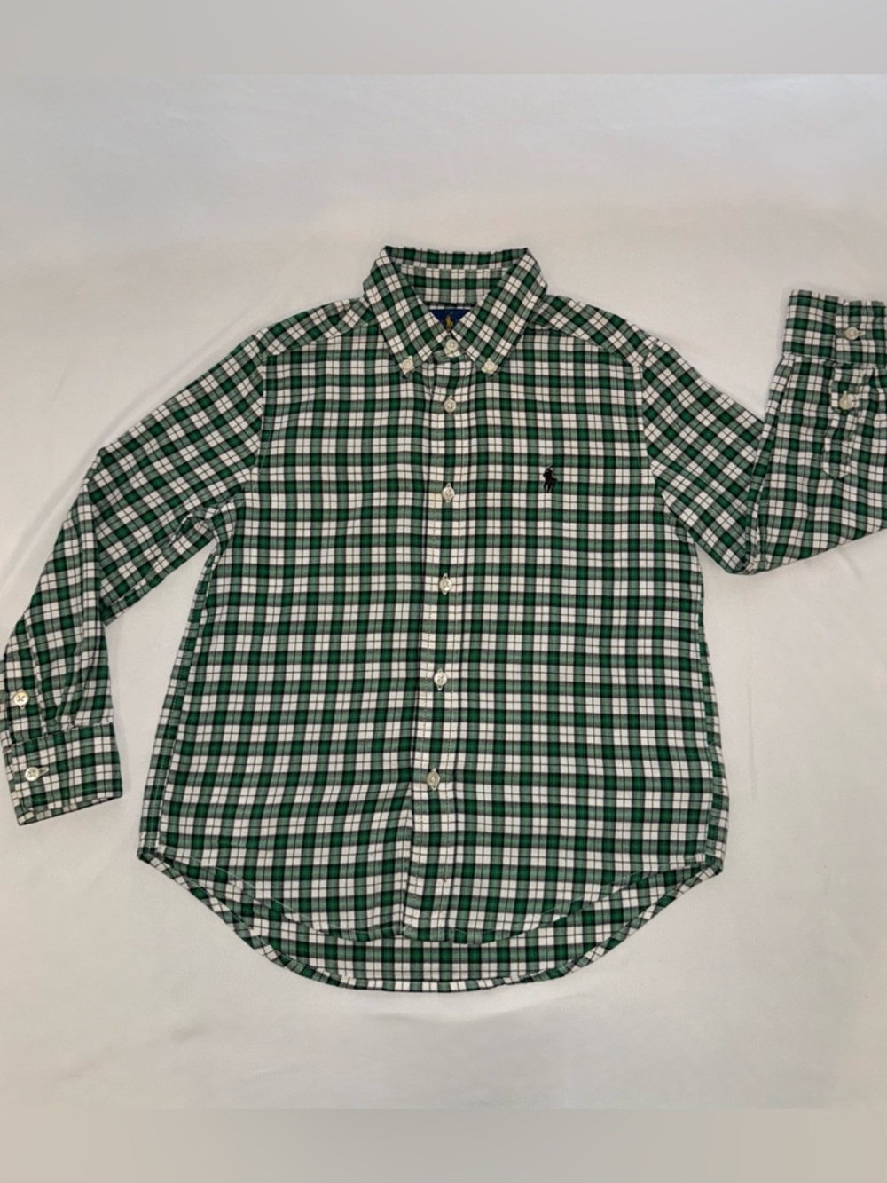 Polo by Ralph Lauren Green and White Plaid Button-Down Shirt - Kids